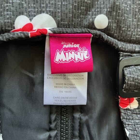 Girls 6X Disney Minnie Mouse Snow Pants Adjustable Bibs Gray Pink - Picture 3 of 11